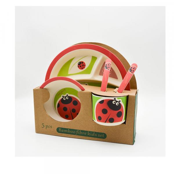 ظرف غذای 5 تکه بامبو (مدل کفشدوزک) 100400